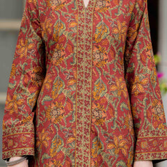 Maroon Pure Cotton Printed Round Neck Full Sleeves Hip Length Straight Kurta Pant And Dupatta Set