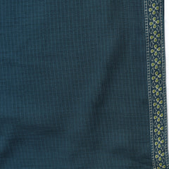 Teal Blue Pure Cotton Printed V-Neck 3/4 Sleeves Calf Length Flared Kurta Pant And Dupatta Set Mizazjaipur
