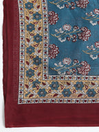 Maroon Pure Cotton Solid Round Neck Full Sleeves Calf Length Flared Kurta Pant And Dupatta Set Mizazjaipur