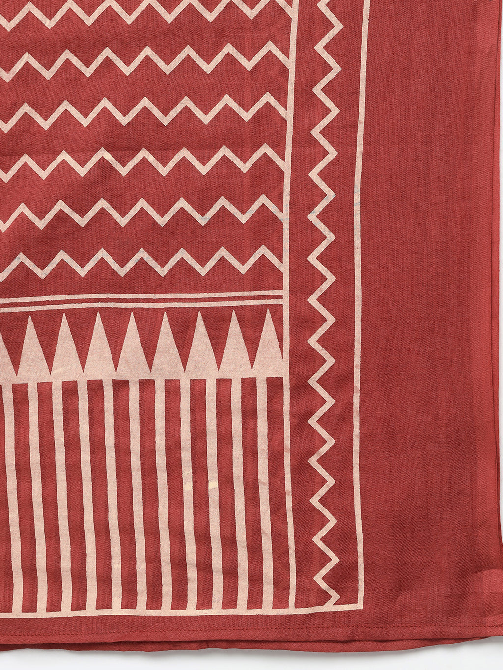 Rustorange Pure Cotton Printed Round Neck 3/4 Sleeves Calf Length Flared Kurta Pant And Dupatta Set Mizazjaipur