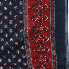 Blue Pure Cotton Printed Sequence Work Round Neck 3/4 Sleeves Calf Length Flared Kurta Pant And Dupatta Set Mizazjaipur