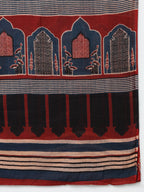 Black Pure Cotton Printed Mirror Work V-Neck 3/4 Sleeves Calf Length Flared Kurta Pant And Dupatta Set Mizazjaipur