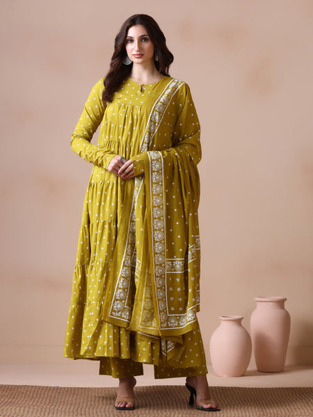 Maroon Pure Cotton Solid Round Neck Full Sleeves Calf Length Flared Kurta Pant And Dupatta Set