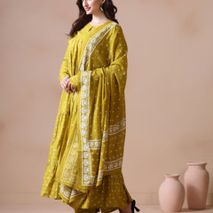 Maroon Pure Cotton Solid Round Neck Full Sleeves Calf Length Flared Kurta Pant And Dupatta Set