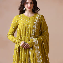 Maroon Pure Cotton Solid Round Neck Full Sleeves Calf Length Flared Kurta Pant And Dupatta Set