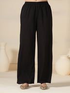 Black Pure Cotton Printed Mirror Work V-Neck 3/4 Sleeves Calf Length Flared Kurta Pant And Dupatta Set Mizazjaipur