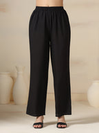 Black Rayon Printed Mirror Work Round Neck 3/4 Sleeves Calf Length Flared Kurta Pant And Dupatta Set Mizazjaipur