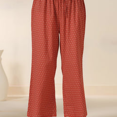 Rustorange Pure Cotton Printed Round Neck 3/4 Sleeves Calf Length Flared Kurta Pant And Dupatta Set Mizazjaipur