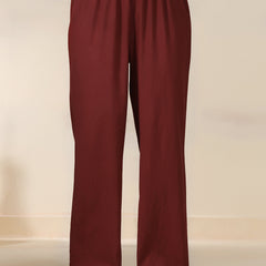Maroon Pure Cotton Printed V-Neck 3/4 Sleeves Calf Length Flared Kurta Pant And Dupatta Set Mizazjaipur