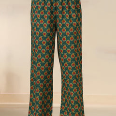 Green Pure Cotton Printed Round Neck Full Sleeves Calf Length Flared Kurta Pant And Dupatta Set Mizazjaipur