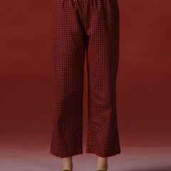 (Pre-order) Barnred Pure Cotton Printed Round Neck 3/4 Sleeves Ankle Length Flared Kurta Pant And Dupatta Set
