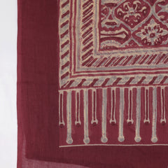 Beige Pure Cotton Printed Round Neck Full Sleeves Calf Length A-line Kurta Pant And Dupatta Set