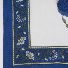 Royal Blue Pure Cotton Solid Round Neck Full Sleeves Hip Length Straight Kurta Farshi Salwar And Dupatta Set