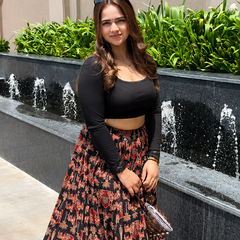 Midnight Bloom Printed Flared Skirt Mizazjaipur