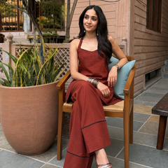 Brick Red Cotton Kurta Set