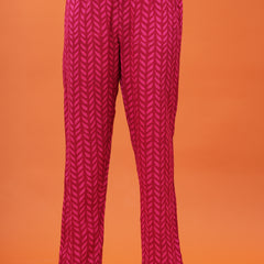 Darkpink Pure Cotton Printed Shoulder Strap Calf Length Straight Kurta, Pant Set Mizaz Jaipur