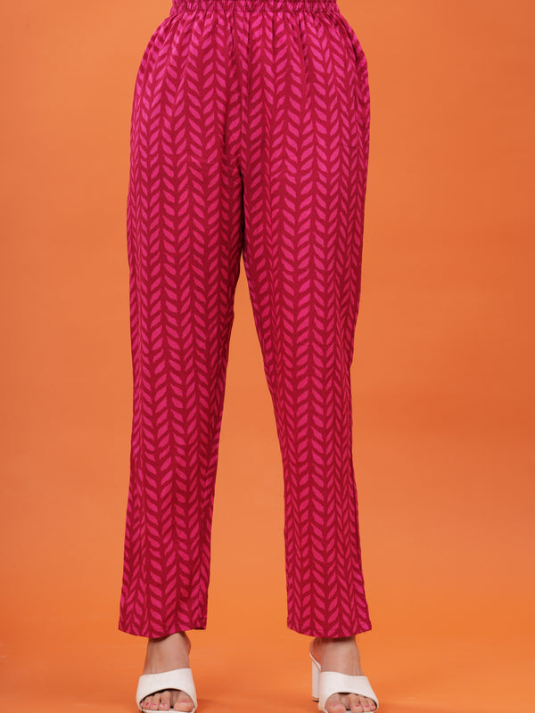 Darkpink Pure Cotton Printed Shoulder Strap Calf Length Straight Kurta, Pant Set Mizaz Jaipur