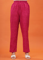 Darkpink Pure Cotton Printed Shoulder Strap Calf Length Straight Kurta, Pant Set Mizaz Jaipur