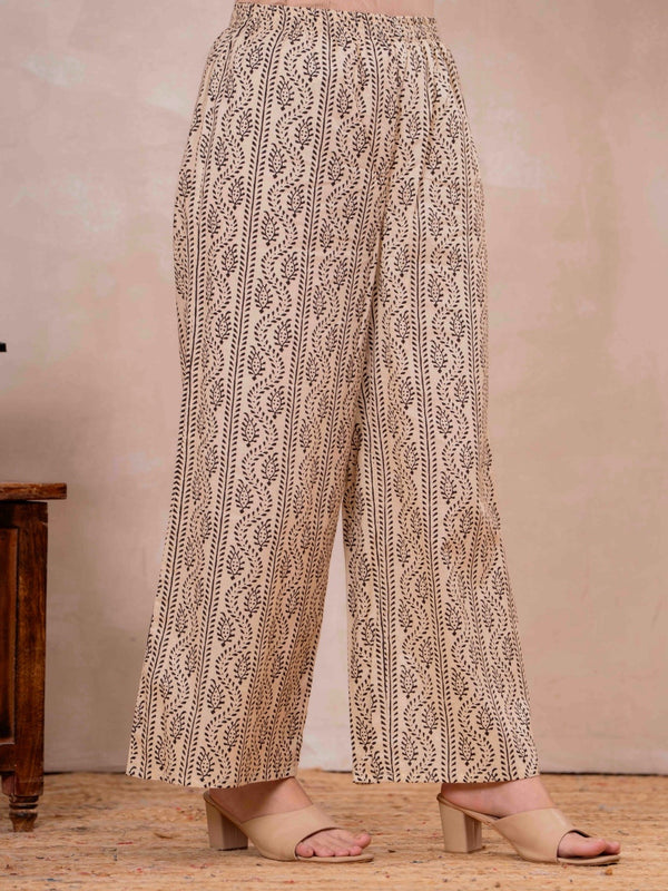 Maroon Pure Cotton Printed Round Neck 3/4 Sleeves Calf Length Straight Kurta Palazzo And Dupatta Set Mizazjaipur
