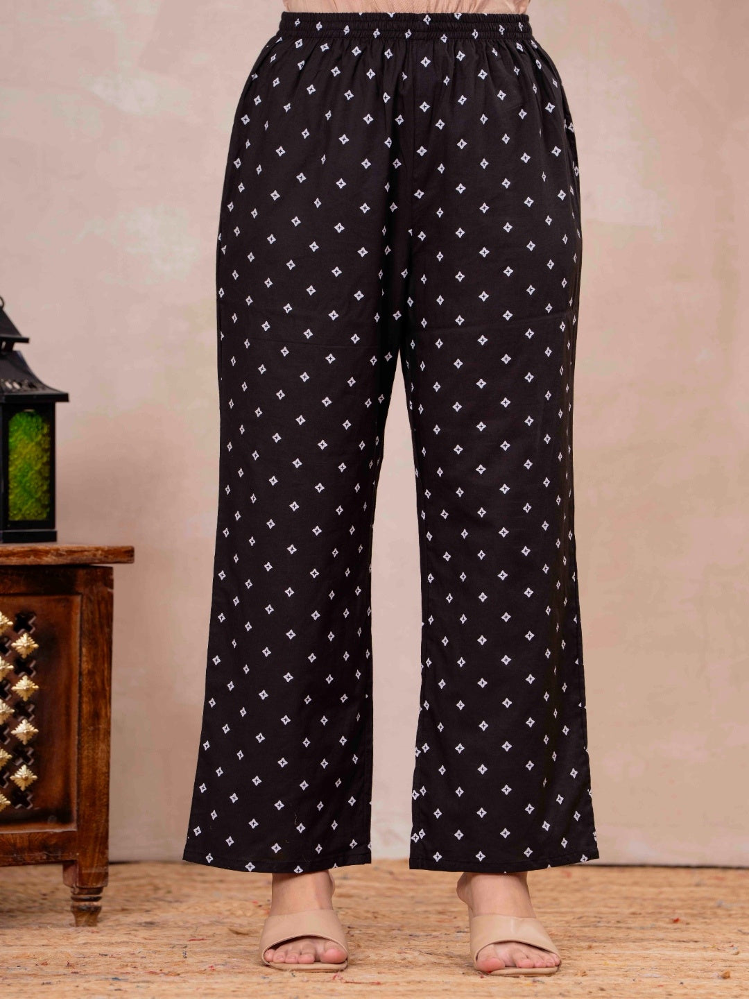 Black Pure Cotton Printed Embroidered Round Neck 3/4 Sleeves Calf Length Flared Kurta Pant And Dupatta Set Mizazjaipur