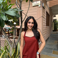 Brick Red Cotton Kurta Set