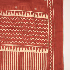 Rust Orange Pure Cotton Printed Round Neck Full Sleeves Ankle Length Flared Kurta Pant And Dupatta Set Mizazjaipur