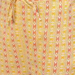 Yellow Pure Cotton Embroidered Round Neck Straight Kurta, Pant & Dupatta Set For Women Mizaz Jaipur