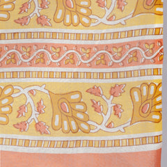 Yellow Pure Cotton Embroidered Round Neck Straight Kurta, Pant & Dupatta Set For Women Mizaz Jaipur
