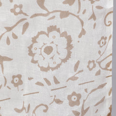 Beige Pure Cotton Floral Round Neck Straight Kurta, Pant & Dupatta Set For Women Mizaz Jaipur