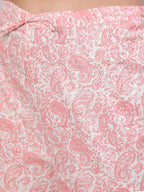 Pink Pure Cotton Floral Round Neck Straight Kurta, Pant & Dupatta Set For Women Mizaz Jaipur