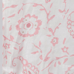 Pink Pure Cotton Floral Round Neck Straight Kurta, Pant & Dupatta Set For Women Mizaz Jaipur