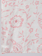 Pink Pure Cotton Floral Round Neck Straight Kurta, Pant & Dupatta Set For Women Mizaz Jaipur