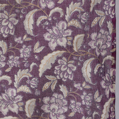 Purple Pure Cotton Floral Round Neck Anarkali Kurta, Pant & Dupatta Set For Women Mizaz Jaipur