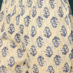 Blue Pure Cotton Floral Round Neck Flared Kurta, Pant & Dupatta Set For Women Mizaz Jaipur