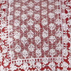 Maroon Cotton Printed Embroidered Round Neck 3/4 Sleeves Calf Length Flared Kurta